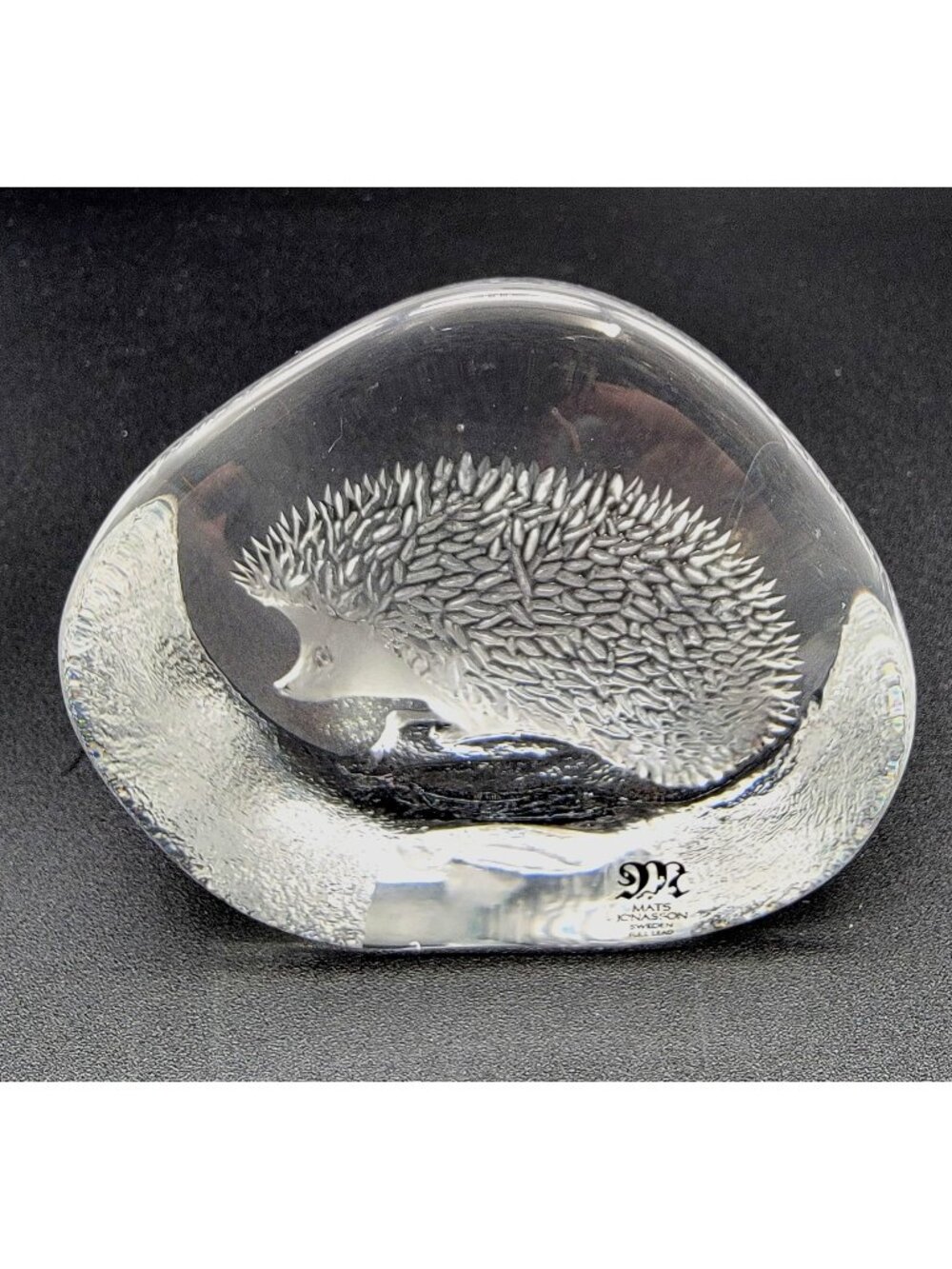 Mats Jonasson Crystal Hedgehog Paperweight Signed MJ Sweden 2066